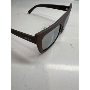 Quay Australia Cafe Racer Sunglasses Matte Brown Silver Mirror Oversized Square